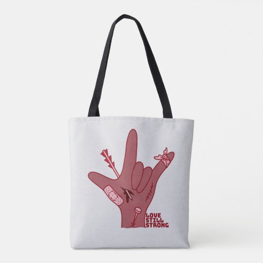 ASL ILY Design - Love Wounded But Still Strong Tasche (Rückseite)