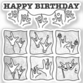 ASL ILY Obsession - Happy Birthday! Aufkleber (Vorderseite)