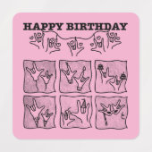 ASL ILY Obsession - Happy Birthday! Etiketten (Design 2)