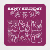ASL ILY Obsession - Happy Birthday!  Etiketten (Design 2)