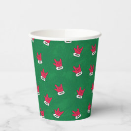ASL ILY Santa Glove red paper cups Pappbecher