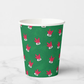 ASL ILY Santa Glove red paper cups Pappbecher