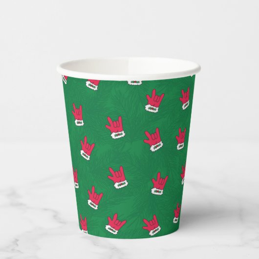 ASL ILY Santa Glove red paper cups Pappbecher (Links)