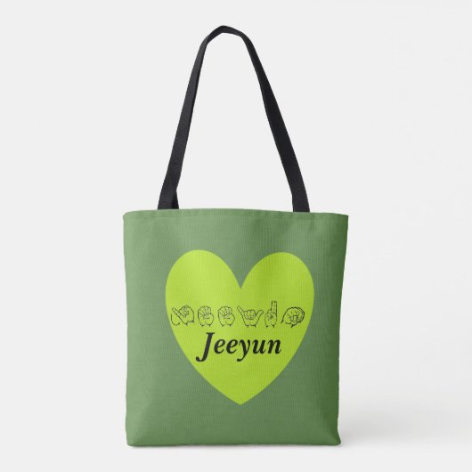 ASL Individuelle Name Jeeyun Fingerspell Alphabet Tasche (Rückseite)