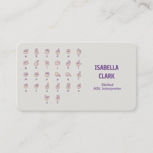 ASL Interpreter Visitenkarte (Vorderseite)