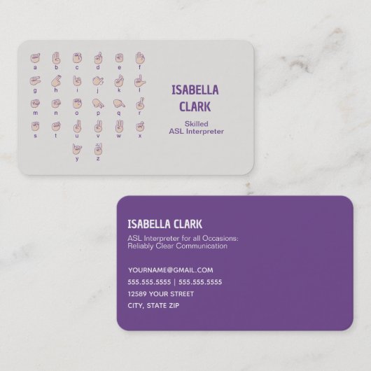ASL Interpreter Visitenkarte (Vorne/Hinten)