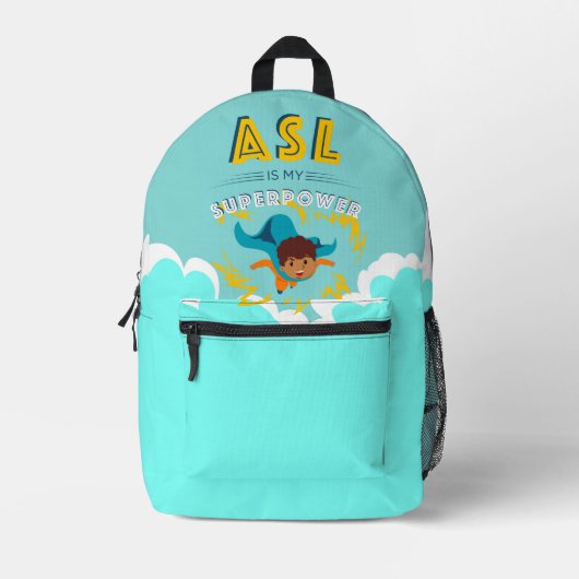 ASL ist meine Supermacht Bedruckter Rucksack (Vorderseite)