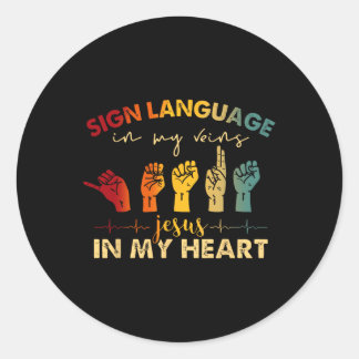 ASL Jesus Christus Gebärdensprache in meinen Adern Runder Aufkleber