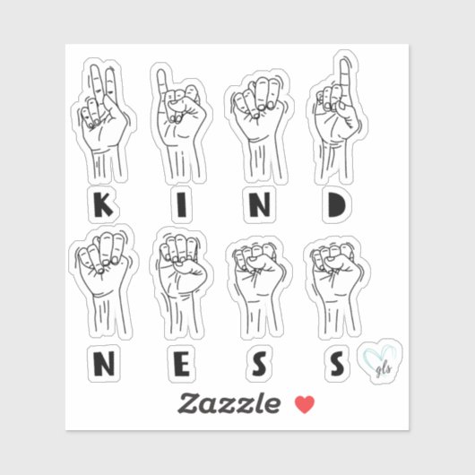 ASL Kindness Hand Sign Language © GraphicLoveShop Aufkleber (Blatt)