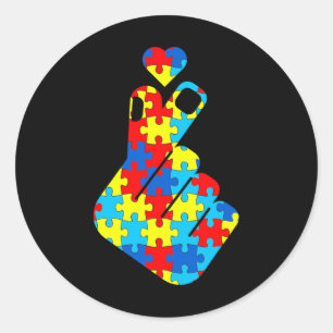 Asl Koreanische Liebesgebärdensprache Autism Aware Runder Aufkleber