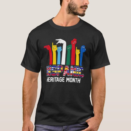 ASL Language Countries flags Latinx Hispanic Herit T-Shirt (Vorderseite)