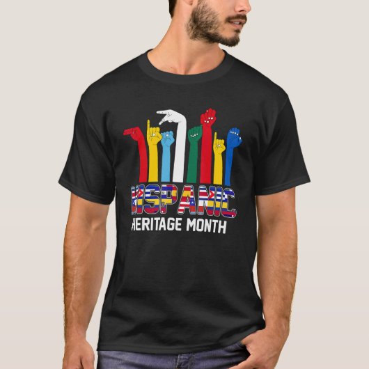 ASL Language Countries flags Latinx Hispanic Herit T-Shirt (Vorderseite)