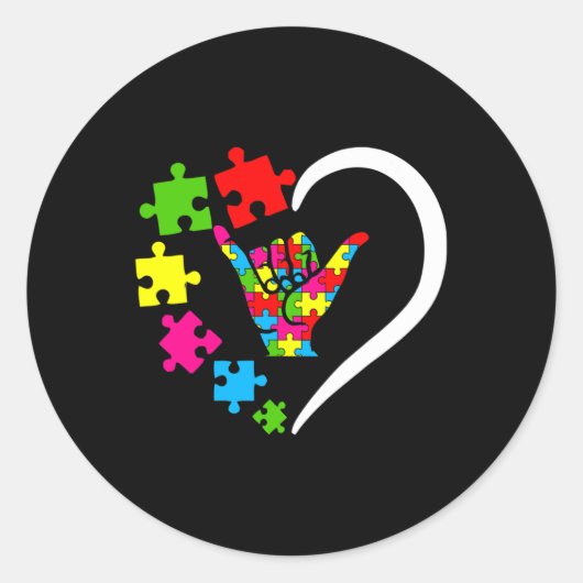 ASL Liebe Autism Awareness Day Apple Sign Language Runder Aufkleber (Vorderseite)