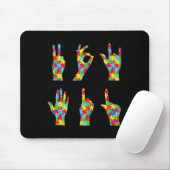 Asl Liebe Gebärdensprache Autismus Bewusstsein Mousepad (Mit Mouse)