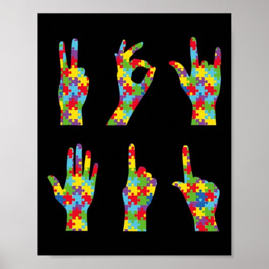 Asl Liebe Gebärdensprache Autismus Bewusstsein Poster (Vorne)