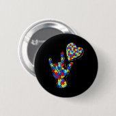 ASL Liebe Gebärdensprache Autismus Bewusstsein Puz Button (Vorne & Hinten)