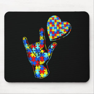 ASL Liebe Gebärdensprache Autismus Bewusstsein Puz Mousepad