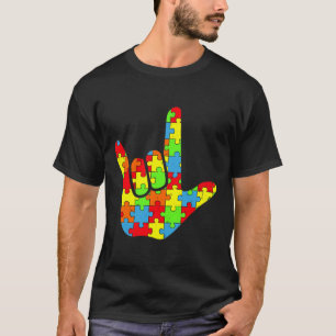 Asl Liebe Gebärdensprache Autismus Bewusstsein Puz T-Shirt