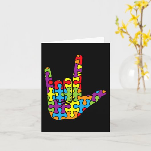 ASL Liebe Gebärdensprache Autistisches Puzzle Auti Karte (Gelbe Blume)