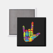 ASL Liebe Gebärdensprache Autistisches Puzzle Auti Magnet (Vorderseite/Rückseite)