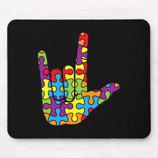 ASL Liebe Gebärdensprache Autistisches Puzzle Auti Mousepad (Vorne)