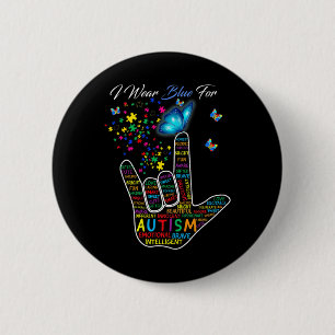 ASL Liebe Gebärdensprache Hand I tragen Blau für A Button