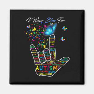 ASL Liebe Gebärdensprache Hand I tragen Blau für A Magnet