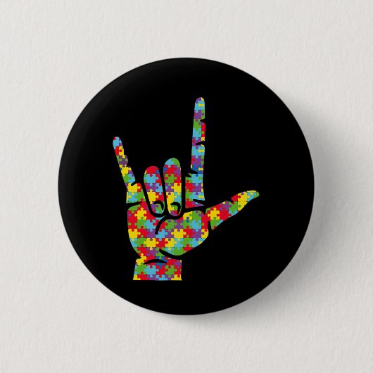 ASL Liebe Gebärdensprache Handautismus Sensibilisi Button (Vorderseite)