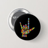 ASL Liebe Gebärdensprache Handautismus Sensibilisi Button (Vorne & Hinten)