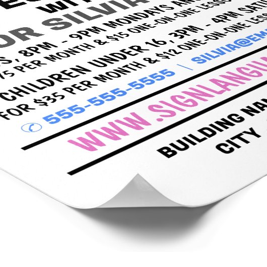 ASL, Liebe Gesture, Sprachkurswerbung Poster (Ecke)