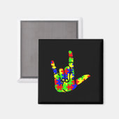ASL Liebe Hand Sign Language Puzzle Autismus Aware Magnet (Vorderseite/Rückseite)