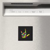 ASL Liebe Hand Sign Language Puzzle Autismus Aware Magnet (In Situ (Geschirrspüler))