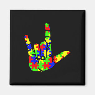 ASL Liebe Hand Sign Language Puzzle Autismus Aware Magnet