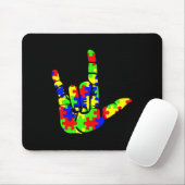 ASL Liebe Hand Sign Language Puzzle Autismus Aware Mousepad (Mit Mouse)