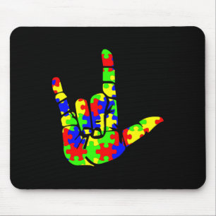 ASL Liebe Hand Sign Language Puzzle Autismus Aware Mousepad