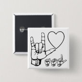 asl-Liebe, Herz, asl Button (Vorne & Hinten)