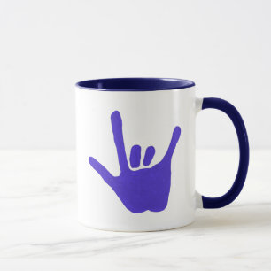ASL-Liebe in blau auf Tasse