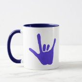 ASL-Liebe in blau auf Tasse (Links)
