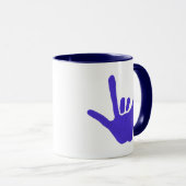 ASL-Liebe in blau auf Tasse (VorderseiteRechts)