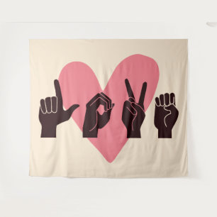 ASL Liebe IV - Valentinstag Wandteppich