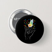 Asl Liebe Sign Butterfly Puzzle Autismus Bewusstse Button (Vorne & Hinten)