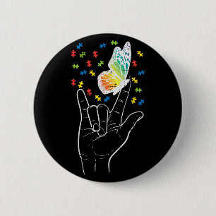 Asl Liebe Sign Butterfly Puzzle Autismus Bewusstse Button