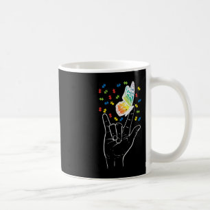Asl Liebe Sign Butterfly Puzzle Autismus Bewusstse Kaffeetasse