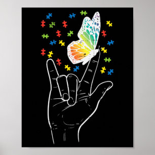Asl Liebe Sign Butterfly Puzzle Autismus Bewusstse Poster