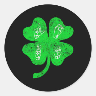 ASL Liebe Sign Language St Patrick's Day Deaf Awar Runder Aufkleber