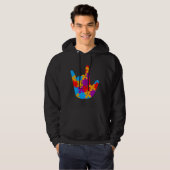 Asl Liebe Signage Language Autismus Awareness Supp Hoodie (Vorne ganz)