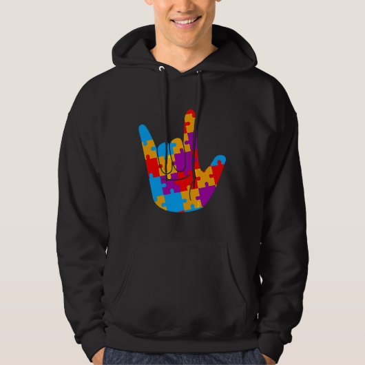 Asl Liebe Signage Language Autismus Awareness Supp Hoodie (Vorderseite)