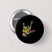 ASL Liebe Signage Language Autismus Geschenkgutsch Button (Vorne & Hinten)