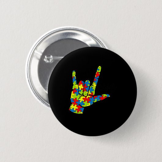 ASL Liebe Signage Language Autismus Geschenkgutsch Button (Vorne & Hinten)