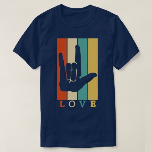Asl Liebe Vintage Retro-Zeichensprache T-Shirt (Design vorne)